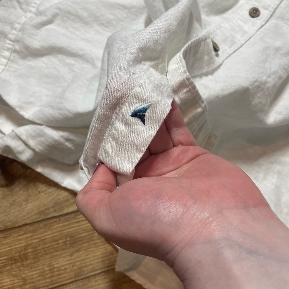 Tailor Vintage Linen coastal boho resortwear Button down short sleeved shirt - Picture 11 of 11